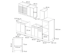 Vicco Fame-Line Küchenschränke Dunkelblau Hochglanz/Goldkraft Eiche 300 cm mit HochschrankAP Eiche ohne E-Geräte