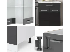 Vicco Fame-Line Küchenschränke Anthrazit Hochglanz 200 cm ohne Arbeitsplatte ohne E-Geräte