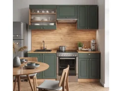 Vicco Fame-Line Küchenschränke Grün-Gold Landhaus/Goldkraft Eiche 200 cm AP Eiche ohne E-Geräte