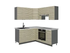 Vicco Fame-Line Küchenschränke Eiche Paneel/Anthrazit 160 x 60 cm ohne Arbeitsplatte ohne E-Geräte