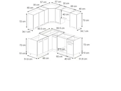 Vicco Fame-Line Küchenschränke Eiche Paneel/Anthrazit 160 x 60 cm ohne Arbeitsplatte ohne E-Geräte