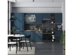Vicco Fame-Line Küchenschränke Dunkelblau Hochglanz/Anthrazit 355 cm AP Anthrazit ohne E-Geräte