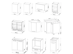 Vicco Fame-Line Küchenschränke Bordeaux Hochglanz/Anthrazit 160 x 60 cm ohne Arbeitsplatte ohne E-Geräte