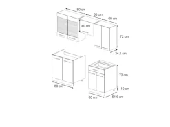 Vicco Fame-Line Küchenschränke Dunkelblau Hochglanz/Goldkraft Eiche 200 cm AP Eiche ohne E-Geräte