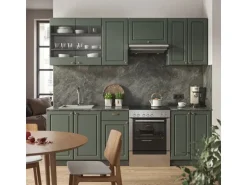 Vicco Fame-Line Küchenschränke Grün-Gold Landhaus/Anthrazit 240 cm AP Eiche ohne E-Geräte