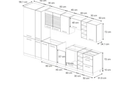 Vicco Fame-Line Küchenschränke Dunkelblau Hochglanz/Anthrazit 355 cm AP Eiche ohne E-Geräte