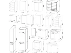 Vicco Fame-Line Küchenschränke Anthrazit Landhaus/Goldkraft Eiche 347 x 257 cm AP Eiche ohne E-Geräte