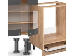 Vicco Fame-Line Küchenschränke Anthrazit Landhaus/Goldkraft Eiche 347 x 257 cm AP Eiche ohne E-Geräte