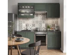Vicco Fame-Line Küchenschränke Grün-Gold Landhaus/Anthrazit 200 cm AP Eiche ohne E-Geräte