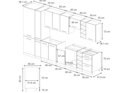 Vicco Fame-Line Küchenzeile Eiche Paneel/Goldkraft Eiche 355 cm AP Marmor ohne E-Geräte