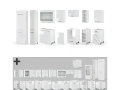 Vicco Fame-Line Küchenzeile Weiß Hochglanz/Weiß 355 cm ohne Arbeitsplatte ohne E-Geräte