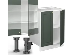 Vicco Fame-Line Küchenzeile Grün-Gold Landhaus/Weiß 300 cm mit Hochschrankohne Arbeitsplatte ohne E-Geräte