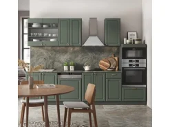 Vicco Fame-Line Küchenzeile Grün-Gold Landhaus/Anthrazit 300 cm mit Hochschrankohne Arbeitsplatte ohne E-Geräte