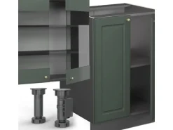 Vicco Fame-Line Küchenzeile Grün-Gold Landhaus/Anthrazit 300 cm mit Hochschrankohne Arbeitsplatte ohne E-Geräte