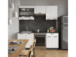 Vicco Fame-Line Küchenzeile Weiß Landhaus/Anthrazit 200 cm AP Anthrazit ohne E-Geräte