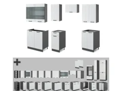 Vicco Fame-Line Küchenzeile Weiß Landhaus/Anthrazit 240 cm ohne Arbeitsplatte ohne E-Geräte