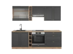 Vicco Fame-Line Küchenzeile Anthrazit Landhaus/Goldkraft Eiche 235 cm AP Eiche ohne E-Geräte