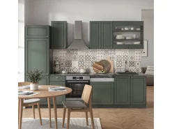 Vicco Fame-Line Küchenzeile Grün-Gold Landhaus/Anthrazit 300 cm AP Anthrazit ohne E-Geräte