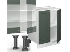 Vicco Fame-Line Küchenzeile Grün-Gold Landhaus/Weiß 300 cm mit HochschrankAP Eiche ohne E-Geräte