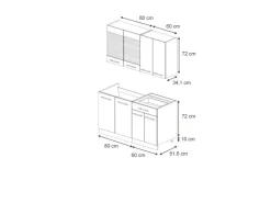 Vicco Fame-Line Küchenzeile Dunkelblau Hochglanz/Anthrazit 140 cm ohne Arbeitsplatte ohne E-Geräte