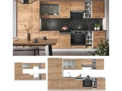 Vicco Fame-Line Küchenzeile Goldkraft Eiche/Weiß 355 cm ohne Arbeitsplatte ohne E-Geräte
