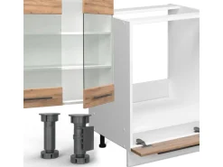 Vicco Fame-Line Küchenzeile Goldkraft Eiche/Weiß 355 cm ohne Arbeitsplatte ohne E-Geräte