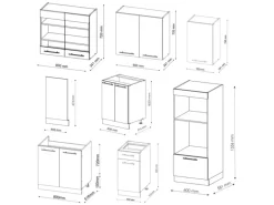 Vicco Fame-Line Küchenzeile Anthrazit Landhaus/Goldkraft Eiche 300 cm mit Hochschrankohne Arbeitsplatte ohne E-Geräte