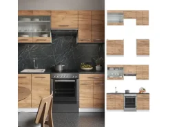Vicco Fame-Line Küchenzeile Goldkraft Eiche/Weiß 200 cm ohne Arbeitsplatte ohne E-Geräte