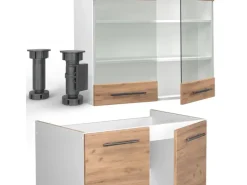 Vicco Fame-Line Küchenzeile Goldkraft Eiche/Weiß 200 cm ohne Arbeitsplatte ohne E-Geräte