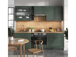 Vicco Fame-Line Küchenzeile Grün-Gold Landhaus/Anthrazit 235 cm AP Anthrazit ohne E-Geräte