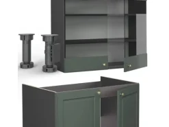 Vicco Fame-Line Küchenzeile Grün-Gold Landhaus/Anthrazit 235 cm AP Anthrazit ohne E-Geräte