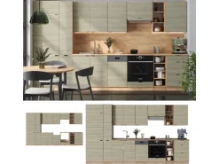 Vicco Fame-Line Küchenzeile Eiche Paneel/Goldkraft Eiche 355 cm ohne Arbeitsplatte ohne E-Geräte