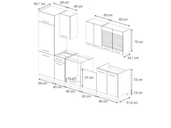 Vicco Fame-Line Küchenzeile Dunkelblau Hochglanz/Weiß 300 cm AP Marmor ohne E-Geräte