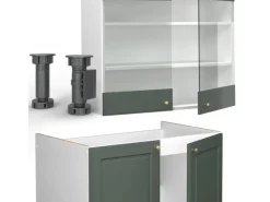 Vicco Fame-Line Küchenzeile Grün-Gold Landhaus/Weiß 200 cm ohne Arbeitsplatte ohne E-Geräte