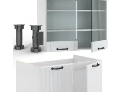 Vicco Fame-Line Küchenzeile Weiß Landhaus/Weiß 240 cm AP Eiche ohne E-Geräte