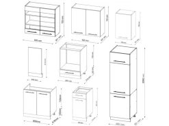 Vicco Fame-Line Küchenzeile Goldkraft Eiche/Anthrazit 300 cm AP Eiche ohne E-Geräte