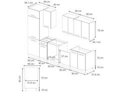 Vicco Fame-Line Küchenzeile Eiche Paneel/Weiß 300 cm AP Eiche ohne E-Geräte
