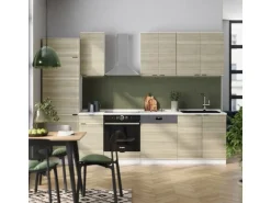 Vicco Fame-Line Küchenzeile Eiche Paneel/Weiß 300 cm AP Eiche ohne E-Geräte