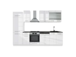 Vicco Fame-Line Küchenzeile Weiß Hochglanz/Weiß 300 cm AP Anthrazit ohne E-Geräte