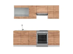 Vicco Fame-Line Küchenzeile Goldkraft Eiche/Weiß 240 cm AP Eiche ohne E-Geräte