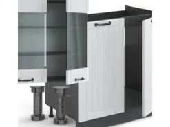Vicco Fame-Line Küchenzeile Weiß Landhaus/Anthrazit 300 cm AP Anthrazit ohne E-Geräte