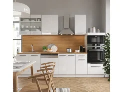 Vicco Fame-Line Küchenzeile Weiß 300 cm mit Hochschrankohne Arbeitsplatte ohne E-Geräte