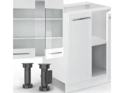 Vicco Fame-Line Küchenzeile Weiß 300 cm mit Hochschrankohne Arbeitsplatte ohne E-Geräte