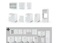 Vicco Fame-Line Küchenzeile Weiß 300 cm mit Hochschrankohne Arbeitsplatte ohne E-Geräte