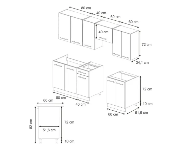 Vicco Fame-Line Küchenzeile Eiche Paneel/Weiß 240 cm AP Eiche ohne E-Geräte
