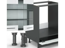 Vicco Fame-Line Küchenzeile Weiß Hochglanz/Anthrazit 355 cm AP Anthrazit ohne E-Geräte