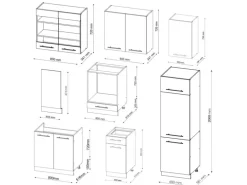 Vicco Fame-Line Küchenzeile Bordeaux Hochglanz/Anthrazit 300 cm AP Anthrazit ohne E-Geräte