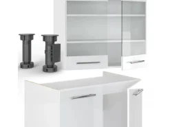 Vicco Fame-Line Küchenzeile Weiß Hochglanz/Weiß 200 cm ohne Arbeitsplatte ohne E-Geräte