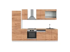 Vicco Fame-Line Küchenzeile Goldkraft Eiche/Weiß 300 cm AP Eiche ohne E-Geräte