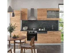 Vicco Fame-Line Küchenzeile Goldkraft Eiche/Weiß 300 cm AP Eiche ohne E-Geräte